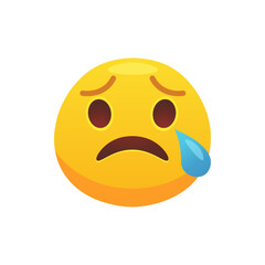 Face emoji flat icon for web design. Cartoon emotion circle icon smiling, laughing and crying isolated vector illustration. Feeling expression