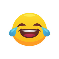 Feeling expression. Face emoji flat icon for web design. Cartoon yellow emotion circle icon smiling, laughing