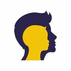 Vector illustration of a man showing her inner child living in his soul. The concept of the inner child.