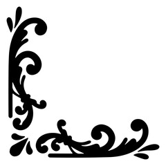 モノクロのリーフ・植物のエレガントなフレーム単体　ベクター素材