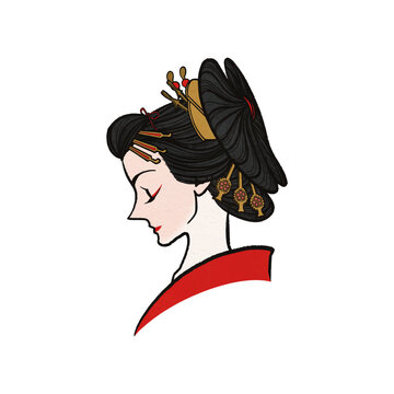 上半身だけの花魁のイラスト