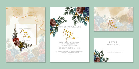 Fototapeta na wymiar beautiful floral invitation card template