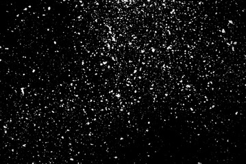 Falling snow isolated on black background Overlay texture Snowstorm
