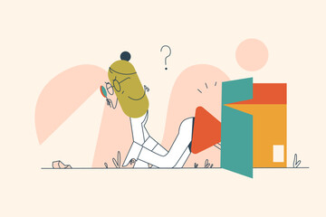 Girl Searching Thing with Magnifying Glass