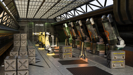 3D rendered science fiction reactor interior scene © Wampa