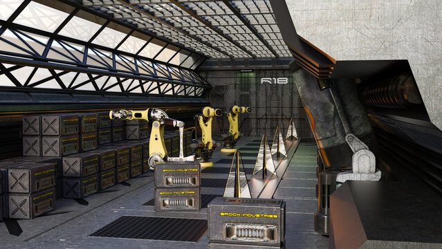 3D rendered science fiction reactor interior scene