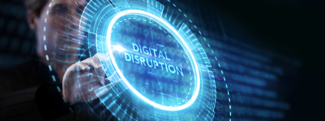 Digital disruption transformation innovation technology business internet concept.