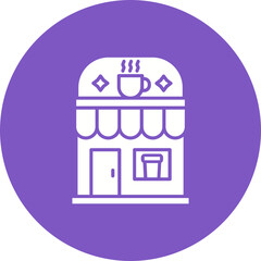 Fototapeta premium Coffee Shop Multicolor Circle Glyph Inverted Icon