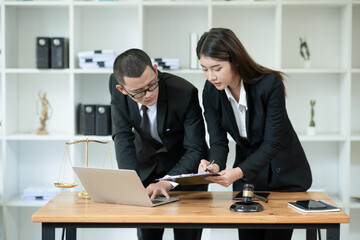Lawyers having  Concepts of Consulting team work Legal services at the law office. 