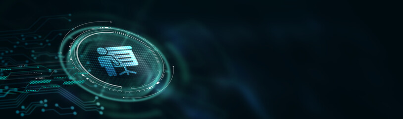 Business, Technology,Internet and network concept. E-learning Education Internet Technology Webinar Online Courses concept. 3d illustration