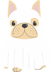cute french bulldog dog in Halloween costume flat style
