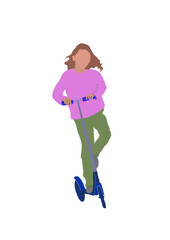 png drawing without lines a girl on a scooter transparent background