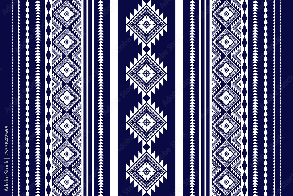 Wall mural Geometric ethnic oriental seamless pattern traditional Design for background,carpet,wallpaper.clothing,wrapping,Batik fabric,Vector illustration.embroidery style 