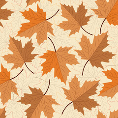 Autumn pattern with autumn leaves, simple and seamless