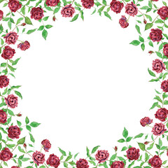 Square frame of red roses