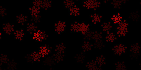 Dark pink, red vector backdrop with virus symbols.