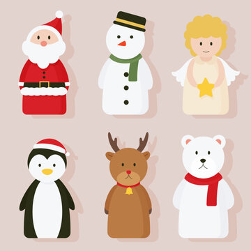 Christmas characters cartoon collection.