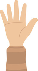 Flat design illustration of hand raised up.