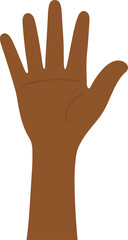 Flat design illustration of hand raised up.