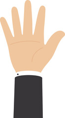 Fototapeta premium businessman hand in suit raising hand. Business concept. 