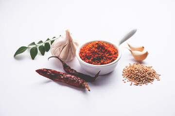 Sesame garlic chilli dry chutney powder,  Til Lahsun chutney, Indian side dish or relish