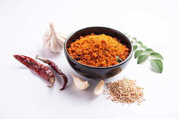 Sesame garlic chilli dry chutney powder,  Til Lahsun chutney, Indian side dish or relish