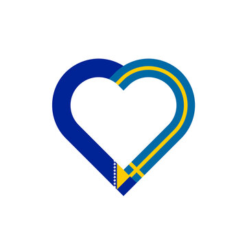 recommend clip art: friendship concept. heart ribbon icon of bosnian and swedish flags. vector illustration isolated on white background