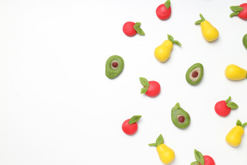 Concept of tasty sweet food, marzipan, space for text