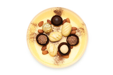 Concept of tasty sweet food, marzipan, isolated on white background