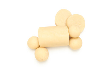 Concept of tasty sweet food, marzipan, isolated on white background