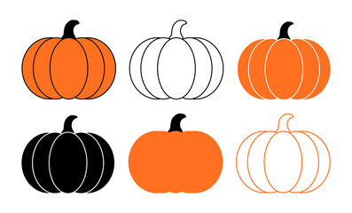 Vector pumpkin set. Hand drawn illustrations for autumn decorative design. Halloween collection.