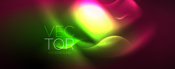 Neon glowing waves, magic energy space light concept, abstract background wallpaper design