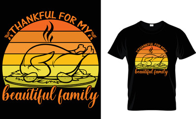 thankful for my beautiful family thanksgiving t shirt design template