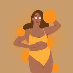 Curvy beach girl in glasses