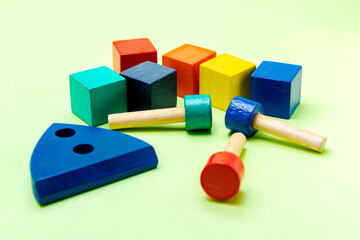 Colorful wooden block toys
