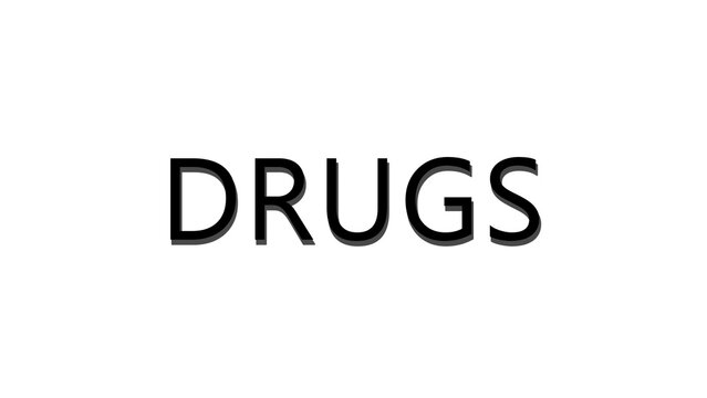 DRUGS word text animation. Digital Words Intro. Explainer video intro image.
