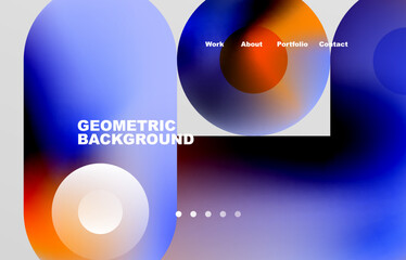 Circles and round shapes landing page abstract geometric background. Web page for website or mobile app wallpaper
