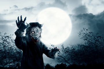 A werewolf with a full moon