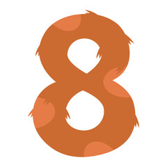 Stylized number 8 with print. Suitable for greeting cards, banners, flyers, postcards, birthday party designs