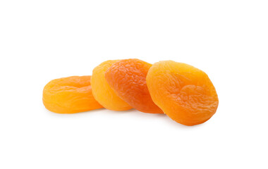 Tasty apricots on white background. Dried fruits