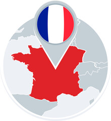 Fototapeta premium France map and flag, map icon with highlighted France
