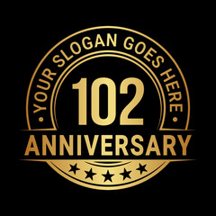 102 years anniversary logo design template. Vector illustration	