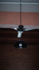 black chandelier with wooden architecture