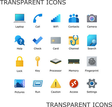 Desktop icon pack. My computer folder theme. Transparent shortcuts. Linux customization icons. PC signs. System software and app. Mobile UI. New eleven inspired vector illustrations.