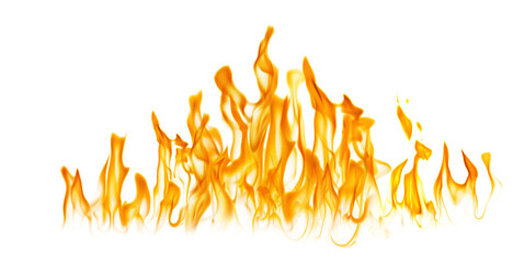 Beautiful bright fire flames on white background. Banner design
