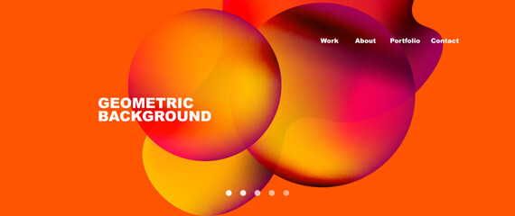 Flowing gradient colors and round elements and circles. Vector illustration for wallpaper, banner, background, leaflet, catalog, cover, flyer