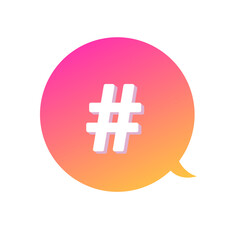 gradient 3D hashtag speech bubble