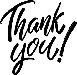 Thank you. Lettering phrase on white background. Design element for poster, greeting card, banner. Vector illustration