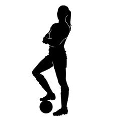 female soccer player silhouette on white background