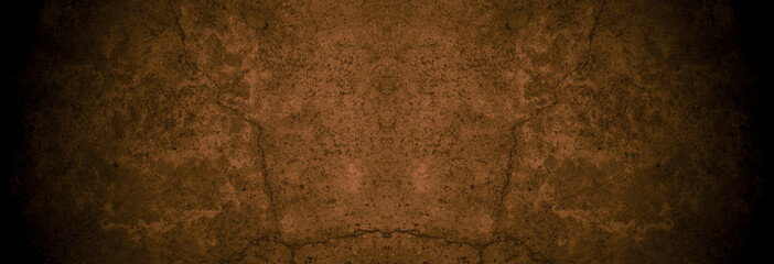 Old wall pattern texture cement yellow abstract brown color design are light with gradient background.